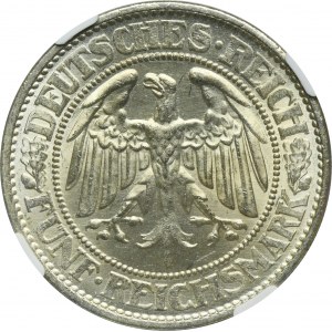 Germany, Weimar Republic, 5 Mark Berlin 1932 A - Oak - NGC MS64