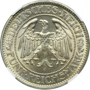 Germany, Weimar Republic, 5 Mark Berlin 1931 A - Oak - NGC MS64