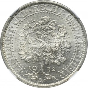 Germany, Weimar Republic, 5 Mark Berlin 1932 A - Oak - NGC MS64