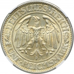 Germany, Weimar Republic, 5 Mark Berlin 1932 A - Oak - NGC MS62
