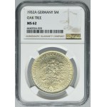 Germany, Weimar Republic, 5 Mark Berlin 1932 A - Oak - NGC MS62