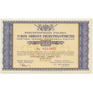 3% Air Defense Voucher 20 zloty 1939
