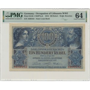 Posen, 100 Rubles 1916 - 7 digit series - PMG 64 - RARE