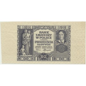 20 złotych 1940 - bez poddruku, oznaczenia serii i numeracji -