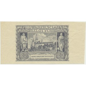 20 złotych 1940 - bez poddruku, oznaczenia serii i numeracji -