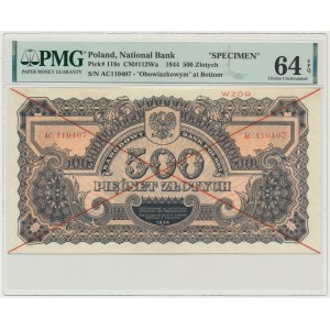 500 złotych 1944 ...owym - WZÓR - AC - PMG 64 EPQ