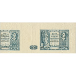 Fragment arkusza 50 złotych 1941 - bez poddruku, serii i numeratora
