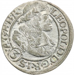 Silesia, Habsburg rule, Leopold I, 3 Kreuzer Breslau 1669 SHS