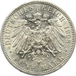 Germany, Sachsen-Weimar-Eisenach, Wihlem Ernst, 5 Mark Berlin 1908