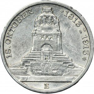 Germany, Saxony, Friedrich August III, 3 Mark Muldenhütten 1913 E
