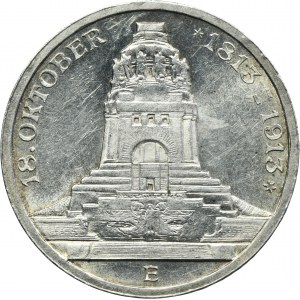 Germany, Saxony, Friedrich August III, 3 Mark Muldenhütten 1913 E