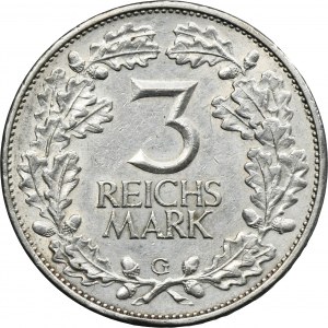 Allemagne, République de Weimar, 3 Marks Karlsruhe 1925 G