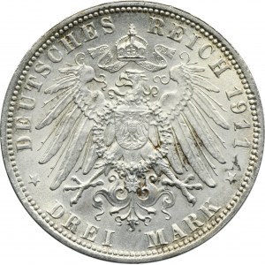 Germany, Bavaria, Regent Luitpold, 3 Mark Munich 1911 D