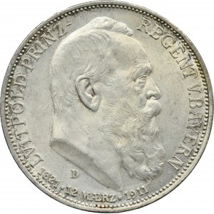 Germany, Bavaria, Regent Luitpold, 3 Mark Munich 1911 D