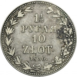 1 1/2 rubel = 10 zloty Warsaw 1836 MW