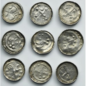 Lot, Germany, Saxony, Anonymous Saxon bishops, Cross denarius 11th century (9 pcs.)
