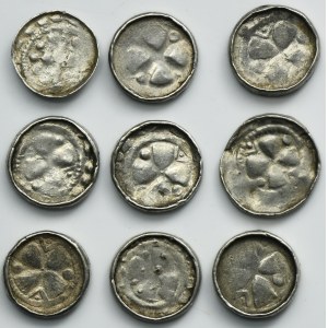Lot, Germany, Saxony, Anonymous Saxon bishops, Cross denarius 11th century (9 pcs.)