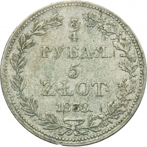 3/4 rouble = 5 zloty Warsaw 1838 MW