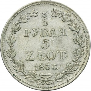 3/4 rouble = 5 zloty Warsaw 1836 MW