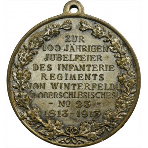 Silesia, Prussian rule, Wilhelm II, Medal 100th anniversary of the creation of the 23rd Infantry Regiment 1913