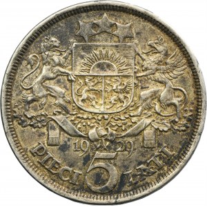 Latvia, Republic of Latvia, 5 Lati 1929