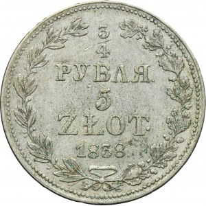 3/4 rouble = 5 zloty Warsaw 1838 MW