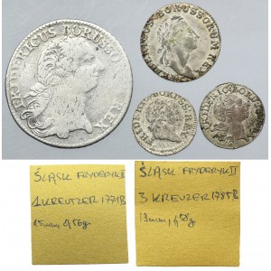 Lot, Silesia, Prussian rule, Friedrich II, Mix of coins Breslau (4 pcs.)