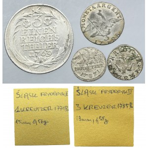 Lot, Silesia, Prussian rule, Friedrich II, Mix of coins Breslau (4 pcs.)
