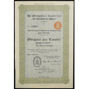 Archidiecezja Poznań (Aartsbisdom Posen), obligacja 1.000 guldenów, 1928