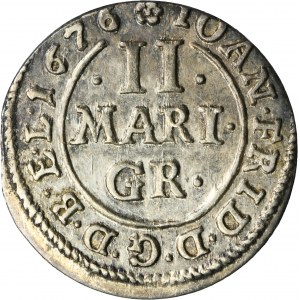 Germany, Principality of Braunschweig-Calenberg-Hannover, Johann Friedrich, 2 Mariengroschen Zellerfeld 1676