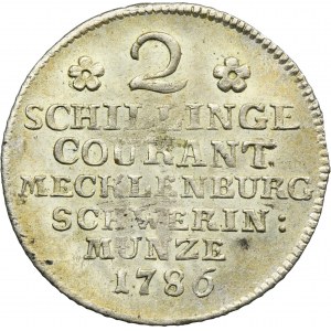 Allemagne, Principauté de Mecklembourg-Schwerin, Ferdinand Franz, 2 shillings de Schwerin 1786 - RARE