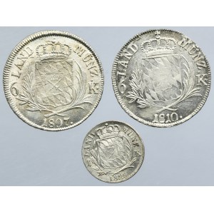 Lot, Germany, Kingdom of Bavaria, Maximillian I Joseph and Ludwig I, 1 Kreuzer and 6 Kreuzer (3 pcs.)