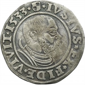 Duchy of Prussia, Albrecht Hohenzollern, Groschen Königsberg 1533 - PRVS