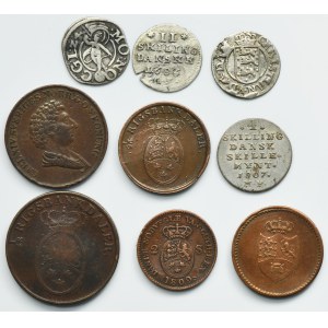 Lot, Denmark, Mix of coins (9 pcs.)