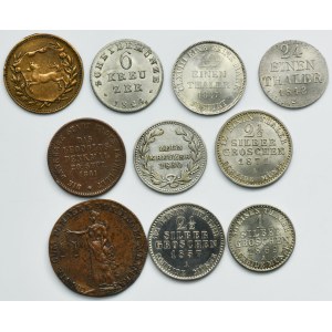 Lot, Germany, Mix of coins 19th century and Rechenpfennig 18th century (10 pcs.)