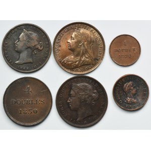 Ensemble, Royaume-Uni, Jersey et Guernesey, pièces mélangées (6 pièces).