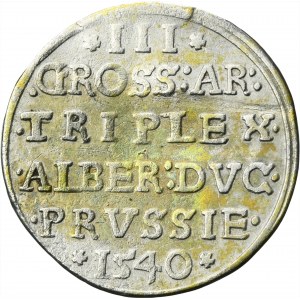 Duchy of Prussia, Albrecht Hohenzollern, 3 Groschen Königsberg 1540 - PRVSS
