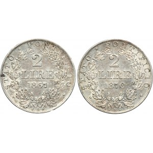 Lot, Papal States, Vatican, Pius IX, 2 Lira (2 pcs.)