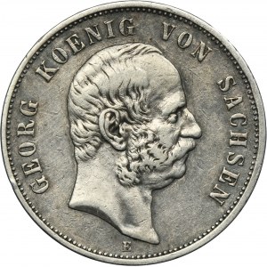 Germany, Kingdom of Saxony, Georg I, 5 Mark Muldenhütten 1904 E