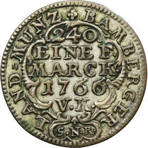 Germany, Bishopric of Bamberg, Adam Friedrich, 5 Kreuzer Nuremberg 1766 SNR