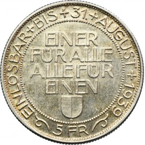 Switzerland, 5 Francs Bern 1939 B - Shooting Festival in Lucerne