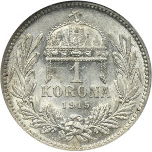 Hungary, Franz Josef I, 1 Corona Kremnitz 1915 KB - NGC MS61