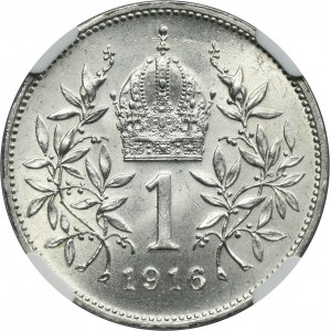 Austria, Franz Joseph I, 1 Corona Wien 1916 - NGC MS64