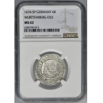 Silesia, Duchy of Oels, Sylvius Friedrich, 6 Kreuzer Oels 1674 SP - NGC MS62
