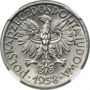 PRÓBA NIKIEL, 50 groszy 1958 - NGC MS64 - wstęga