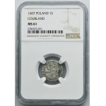 Duchy of Courland, Friedrich and Wilhelm Kettler, Schilling Mitau 1607 - NGC MS61 - RARE