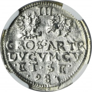 Duchy of Courland, Wilhelm Kettler, 3 Groschen Mitau 1598 - NGC MS61 - RARE