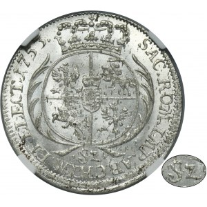 Augustus III of Poland, 6 Groschen Leipzig 1753 - NGC MS63 - RARE, denomination SZ
