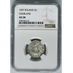 Duchy of Curland, Friedrich Kettler, 3 Groschen Mitau 1597 - NGC AU58