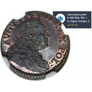 Augustus III of Poland, Schilling Dresden 1750 - NGC MS66✭ BN - RARE